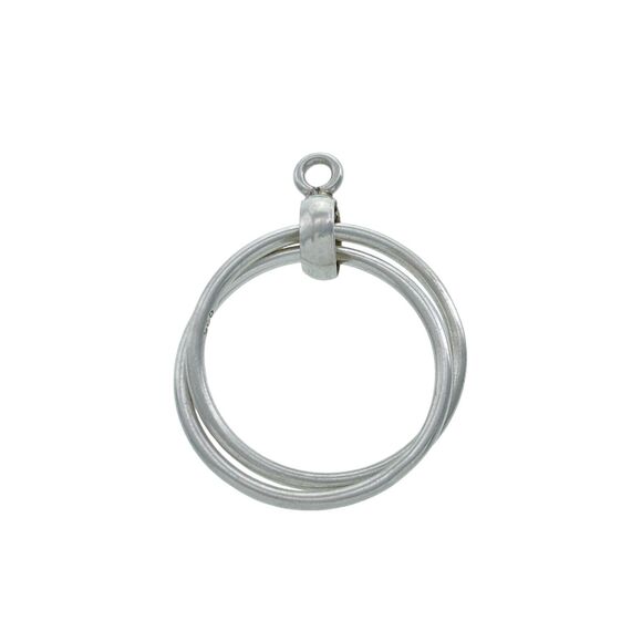 Vintage Sterling Silver 925 Double Circles minimalist Pendant - Picture 1 of 4